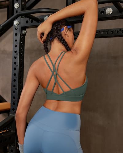 Image of RUNNING GIRL Sports Bras for Women,Strappy Crisscross Back Padded Low Impact Running Sports Bra with Removable Cups
