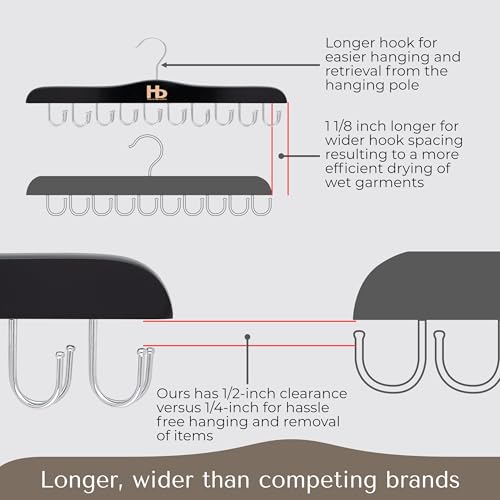 Large Bra Hanger and Bra Organizer for Closet – Tank Top Hanger Space Saving for House, Dorm, Apartment - Foldable Wooden for Closet Organizer– with 20 Hook - Lotus Wood, Black, 1 Pack - Image 6