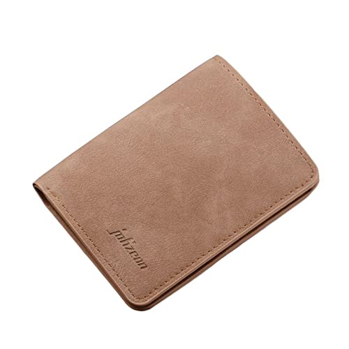 Card Holder Vertical Purse Mini Thin PU Short Coin Bag(Coffee)