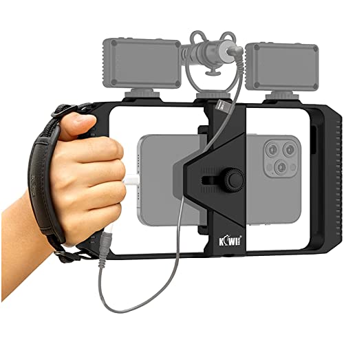 Smartphone Camera Video Recording Rig, Phone Vlogging Kit Filmmaking with Cold Shoe Mount, Cell Phone Stabilizer Grip Handheld Cage for YouTube Beginner,for iPhone 14 13 12 Pro Max, X,XS Max,XR