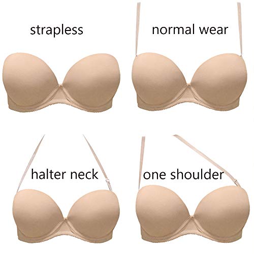 Ybcg Push Up Strapless Convertible Thick Padded Underwire Supportive Bra For Women's Wedding 34B Nude Nude 34B #TOP4