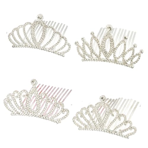 JINYEAH Tiaras Crown with Hair Comb Small Crown for Women Princess Crystal Shiny Tiaras Headbands for Birthday Party Halloween Wedding Theme Party 4 PCS