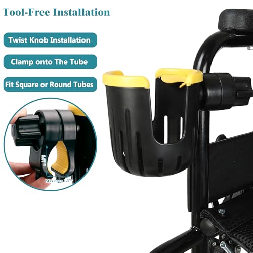 image for PAZ WEAN Wheelchair Walker Cup Holder, Bottle Holder with Mug Handle S