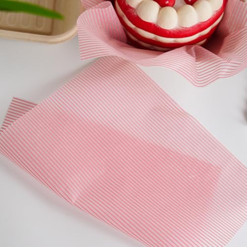 Papel para envolver pasteles resistente grasa diseño sofisticado rayas rosa VALICLUD 8