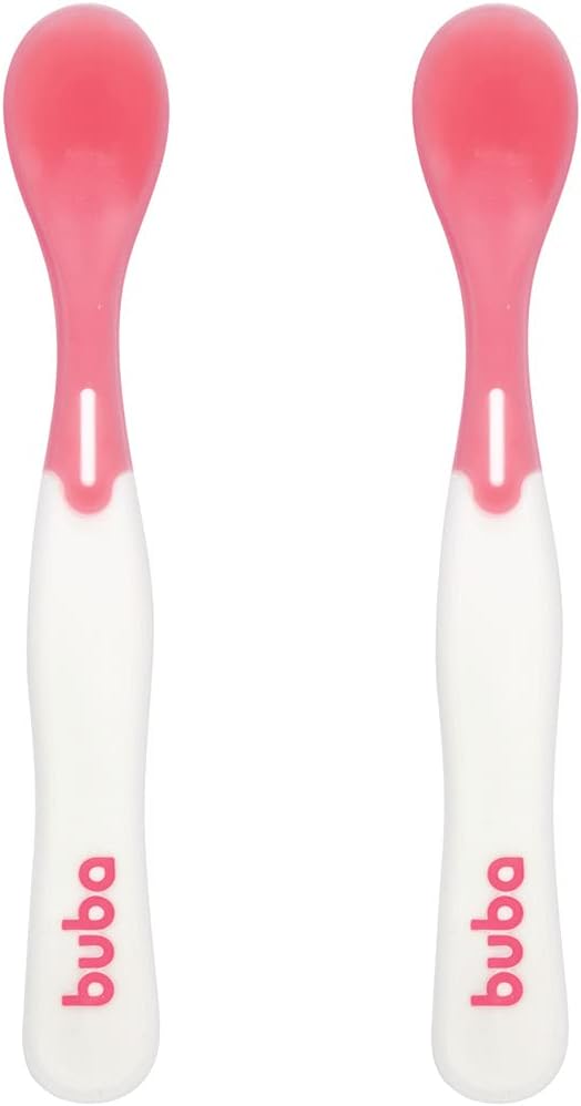 Kit Colher Termossensível Muda Cor Introdução Alimentar Buba Rosa
