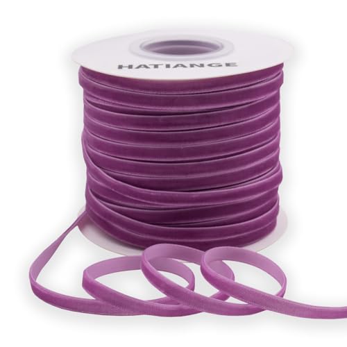 HATIANGE Samtband im Vintage-Stil Lavendel einseitig 6 mm x 45 m für Geschenkverpackungen Haarschleifen Halsband Hochzeitsdekorationen 45 m