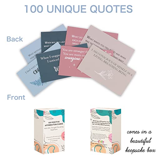 100 Affirmation Cards For Women And Men With 150+ Thought-Provoking Questions, Unique Affirmation Cards For Stress Relief, Meditation And Self Care Gift For Women And Men. #TOP2