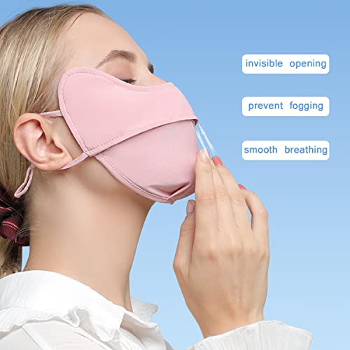 Breathable Mask, Washable Reusable Mask, Uv Protection Thin Three-Dimensional Eye Protection Ice Silk Sunscreen Mask. (Pink) #TOP3