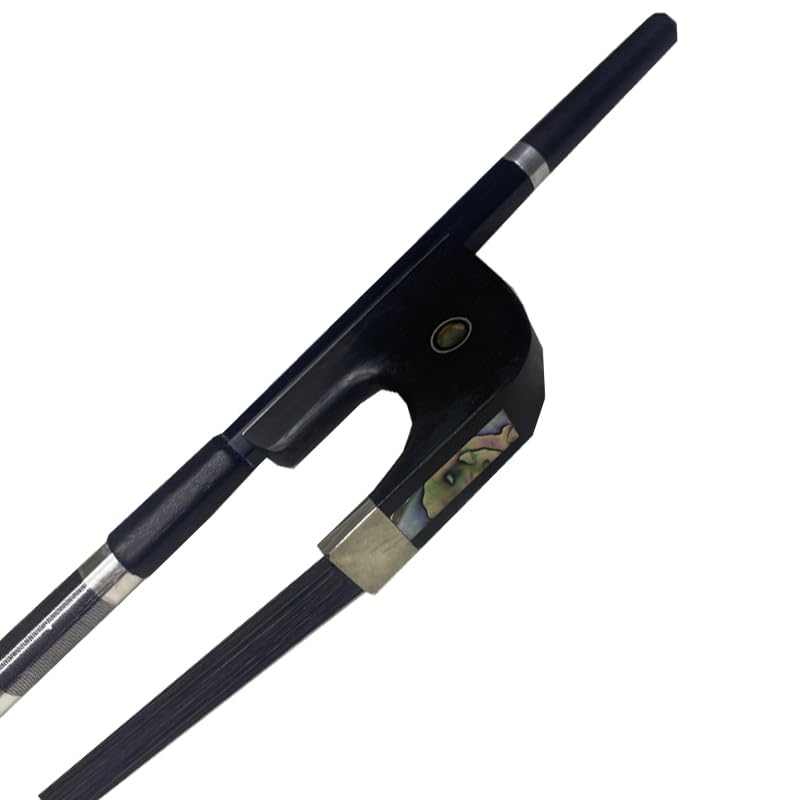 YINFEEL 3/4 Carbon Fiber Upright Bass Bow German Double Bass Bow white horse hair/BLACK HORSE HAIR (black)