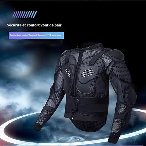 YuanDiann Moto Armure Veste de Protection Pare Pierre Cross Motard Gilet de Protection Cyclisme Patinage Snowboarding Plastron avec Protection de la Poitrine et Dos Noir L – vue 2