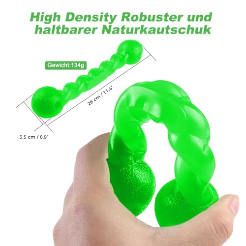 Qianyou Hundespielzeug für Zähne, Gummi Spirale Kauknochen Ungiftig Unzerstörbar Hundemolarenstab Welpen Intelligenzspielzeug Weich Beißwiderstand Hundezahnbürste Haustier Mundpflege, Groß/Grün