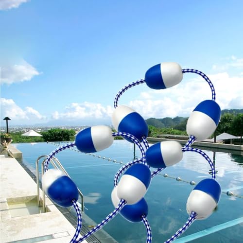 Corde de sécurité pour piscine avec flotteurs bleu et blanc et 2 crochets