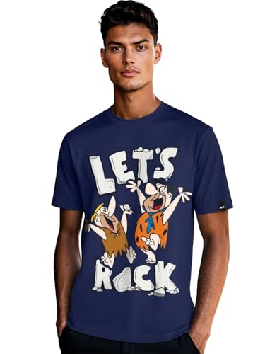 Image of Bewakoof X Cartoon Network Flintstones Men's Cotton Jersey Graphic Print Regular Fit Half Sleeve Round Neck T-Shirt | Tshirt for Men Cotton| Casual Wear | Street Wear