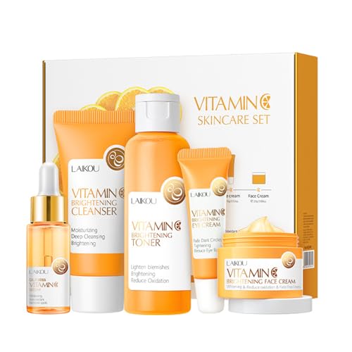 Skincare Gift Set for Teenage Girls,Vitamin C Skin Care Set – 5 Piece Gentle Skin Cleaning & Care Travel Size Kit With Cleanser, Toner, Face Serum,Eye Cream,Face Cream Brighten Face Skin Care Kit