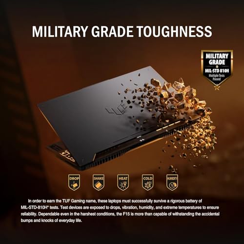 Image of ASUS TUF F15 Gaming Laptop PC - with Microsoft Office Lifetime License, 15.6 inch FHD Display, Intel 10-Core i7-13620H CPU, GeForce RTX 4070 8GB, 64GB DDR5 RAM, 2TB SSD, Wifi6, Backlit KB, Win 11 Pro