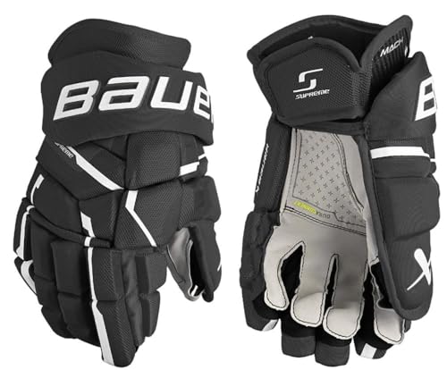Bauer Supreme MACH Handschuhe Senior, Größe:15 Zoll, Farbe:schwarz/weiß