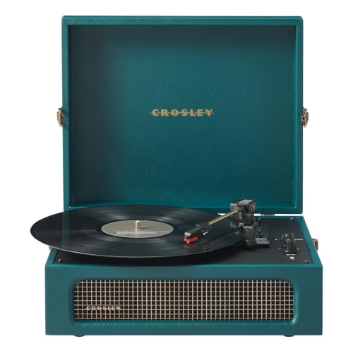 Image of Crosley CR8017B-DT Voyager Record Player, Dark Teal | 3-Speed Turntable, Bluetooth In / Out, Built-in Full-Range Stereo Speakers, Adjustable Pitch Control
