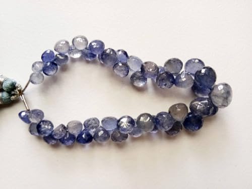 Briolettes d'oignon Iolite haut de gamme taillées main pour joaillerie fine, rang de 3,5" KS5052
