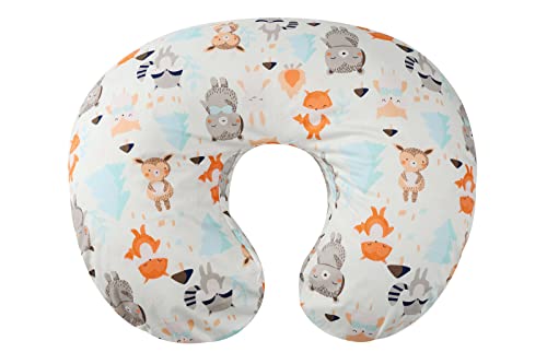 Tontukatu Nursing Pillow Cover 2 Pack Compatible With Boppy Pillow, 100% Cotton Super Soft For Breastfeeding Moms Fit Infant Nursing Pillows & Positioners For Baby Boy Girl Grey Elephant Tiger Fox #TOP5