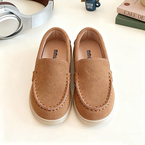 Image of SOFMUO Toddler Boys Girls Loafers Slip On Little Kids Oxford Dress Flats Casual Boat Shoes School Uniform Moccasin Daily Walking Shoes