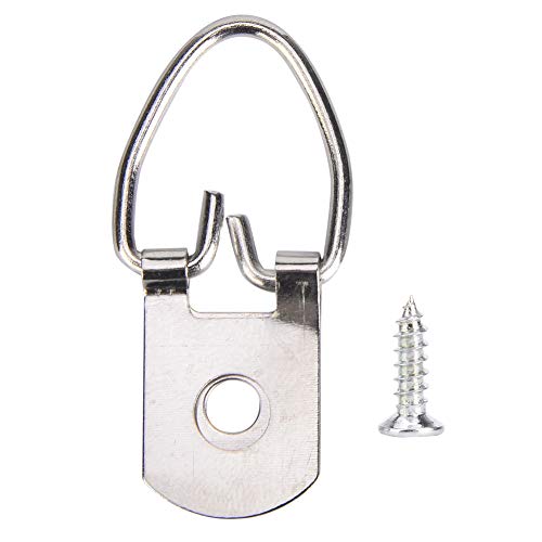 Image of 50 Sets Picture Hangers Kit with Screws, D Ring Picture Hangers Picture Frames Double Holes Clasp Picture Hanging Hardware Picture Hooks Picture Hang Solutions for Clock, Paintings (B)