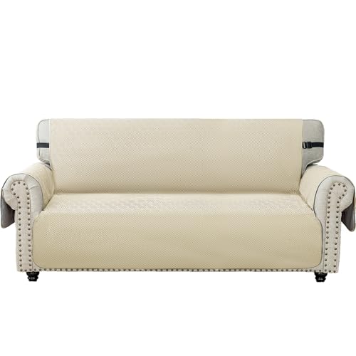 Ystyle Sofa Überzug 4 Sitzer, sofaschoner rutschfest, sofabezug Mit Armlehne, Anti-Fleck Couch Überzug, Sofa Cover Für Katze Hunde, SofaÜberwurf Durable, Waschbar Couchbezug, Beige