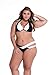 roswear Women's Padded Color Block Push Up Bikini Swimsuit Black White Small