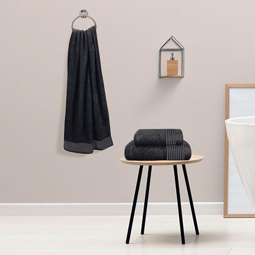 Belizzi Home Ultra Soft 3 Pack Cotton Towel Set, Contains a Bath Towel 28x55 inch, a Hand Towel 16x24 inch & a Wash Coth 12x12 inch, Ideal Everyday use, Compact & Lightweight -Black - Thumbnail 3