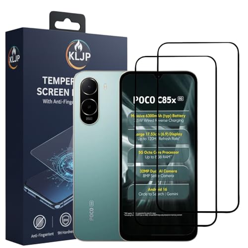 Image of Gorilla Tempered Glass For Poco C85x With Installation Kit | Edge to Edge Coverage | Black (Pack Of 2)