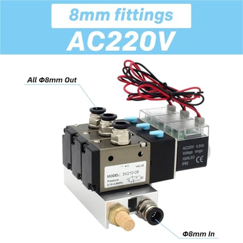 Vanne solénoïde 3V210-08-NO bloc de 2 stations de distribution d'air 24v 220v