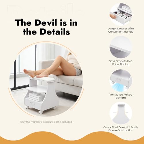 Carro para Spa de Pies con Ruedas y Reposapiés Blanco miniatura 6