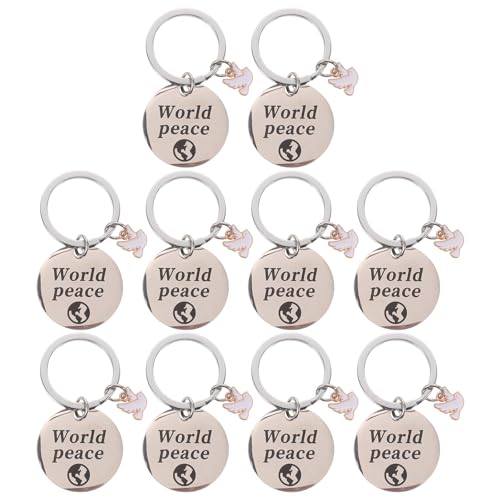 Image of ULTECHNOVO 10pcs Stainless of Peace Keychains with Educational and Decorative Features for Schools and International Peace Day Keyrings for Men and Women