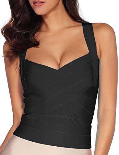 meilun Women's Rayon Strap Vest Elastic Bandage Bodycon Tops