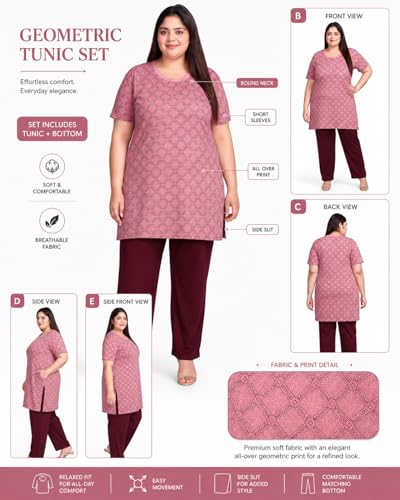Image of In Love Women's All-Over Printed Cotton Plus Size Longline T-Shirt with Pockets