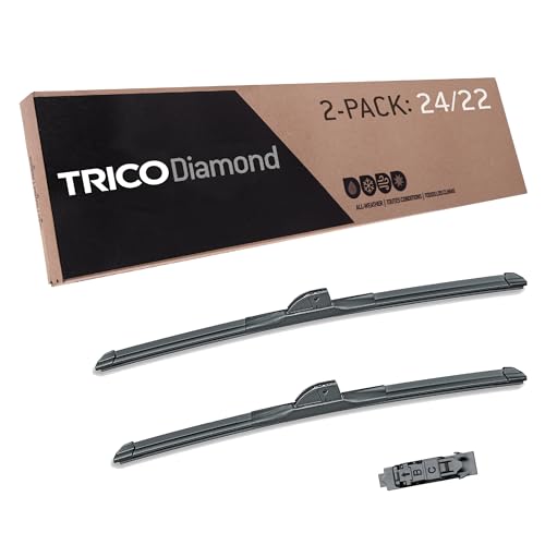 Image of TRICO Diamond 24 inch + 22 inch Super Premium Automotive Replacement Windshield Wiper Blades (Set of 2), Passenger and Driver Side All-Weather Beam Wiper Blades for Select Vehicle Models (Item #25-2422)