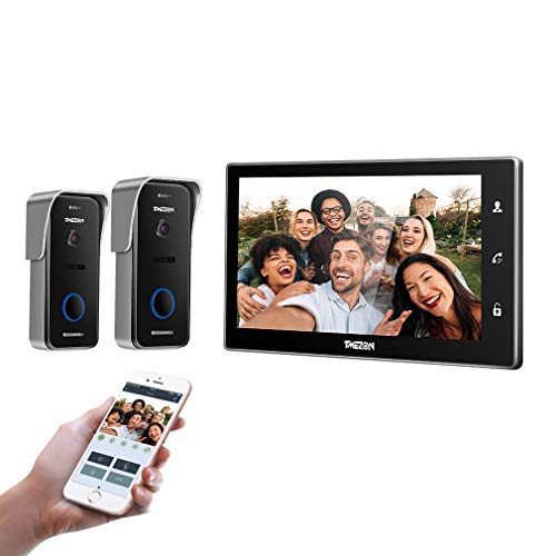 WLAN Video Türsprechanlage Türklingel Gegensprechanlage System, 10 Zoll WLAN Monitor mit Verdrahteter Kamera im Freien(1M2C),