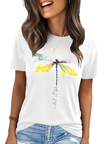 IRISGOD Womens Graphic Tees Casual Summer Short Sleeve Vintage T ...