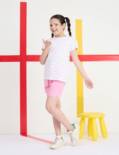 Image of Amazon Brand - Symbol Girls Regular Fit Printed Rayon Shorts | Elasticated Waistband | Age 2-14 Years