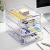 BINO | Clear Stackable Storage Drawers, Small - 3 Pack | Clear Storage Drawers with Built-In Handles | Durable Plastic Organizer Drawer | Modular Stackable Drawer Acrylic Organizer