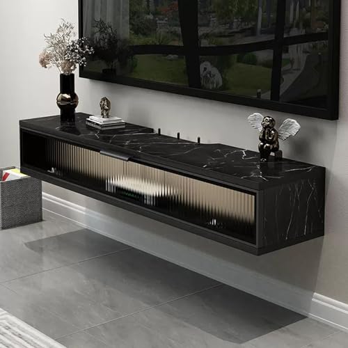 Modern Wall Mounted TV Stand Glass Door Entertainment Center
