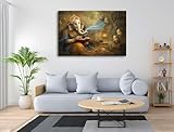 Eight Brothers Ganesha Reading Spiritual Canvas Wall Art Print 16x10 Inch Unframed Modern Poster Artwork for Living Room Bedroom Office Decorative Wall Picture Home Décor