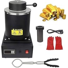 Metal Melting Furnace 1500w, Gold Silver Steel Smelting Machine, 1150C /2102 F Automatic Digital Melting Furnace Machine with Graphite Crucible,Black-1kg