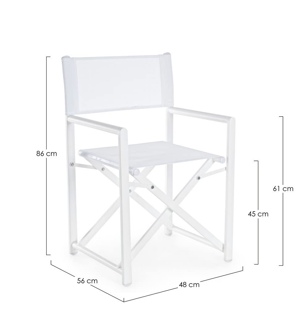 Decor Space Chaise de réalisateur Taylor, structure en aluminium, assise en textilène, idéale pour le jardin (Blanc)