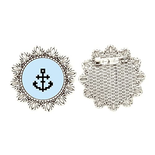 Broche de plata con diseño de vela y flores elegantes en color plateado talla m