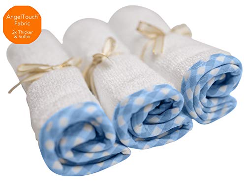 Image of Channing & Yates - Premium Baby Washcloths - (6-Pack) Organic Baby Wash Cloths - Thick, Soft, Plush - Great for Eczema - Face Washcloths (Blue on White)