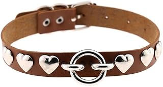 Gargantilla de piel sintética para mujer, estilo gótico, estilo punk, color marrón