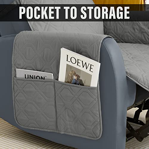 Softown Recliner Chair Covers Sofa Slipcover Non-Slip Chair Couch Cover Machine Washable Furniture Protector With Straps For Dogs(Grey, 23Inch Recliner) #TOP1