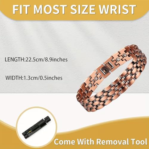 Image of Copper Magnetic Bracelet for Men - Stylish & Adjustable Pure Copper Therapy Bracelet with Sizing Tool
