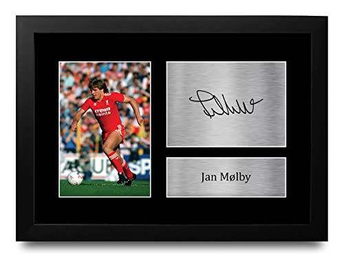 Photo autographe signée Jan Molby Liverpool FC A4 encadré pour supporter