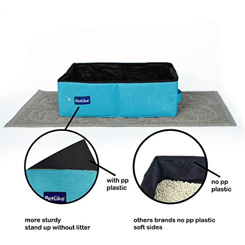 PetLike Cat Travel Litter Box, Collapsible Portable Toilet Tray Carrier for Small Cats